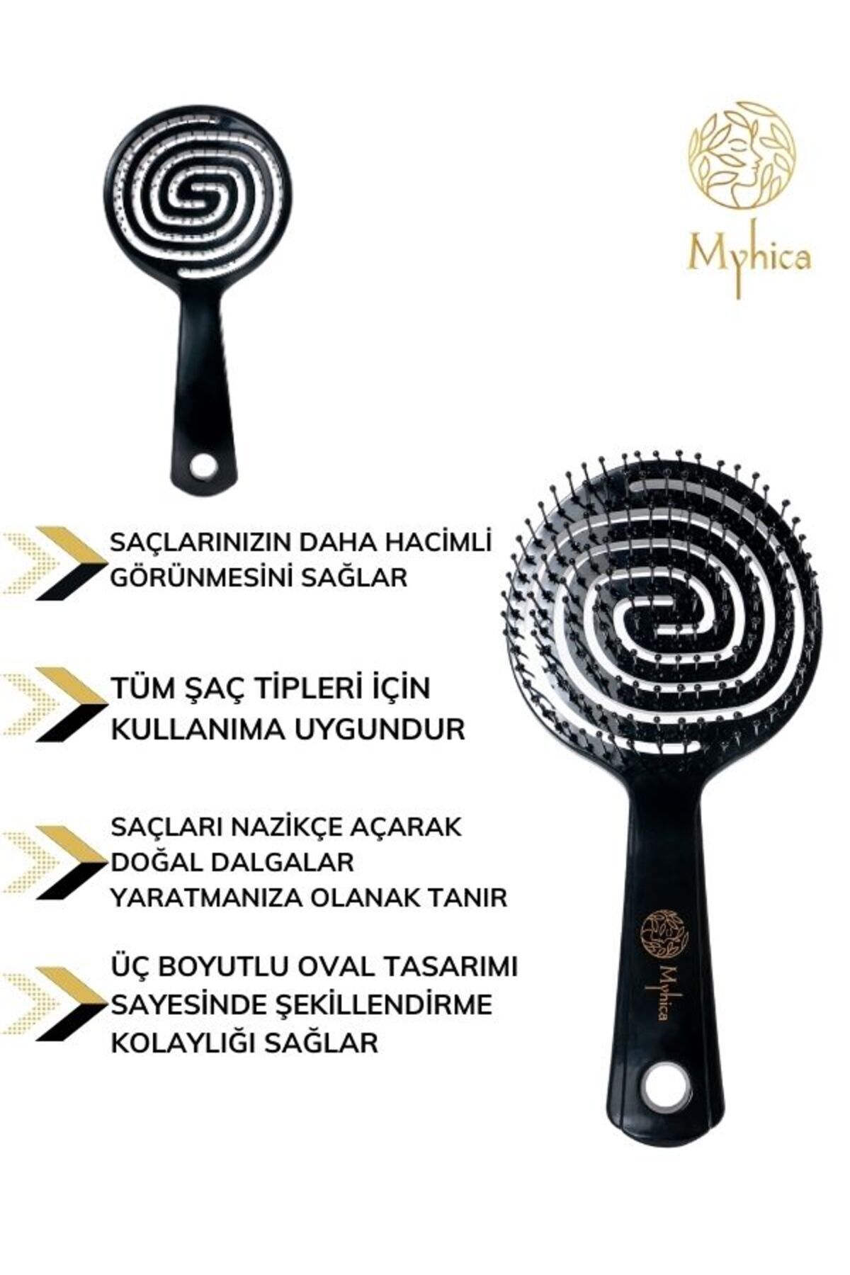 Pro Üç Boyutlu Oval Saç Fırçası Siyah