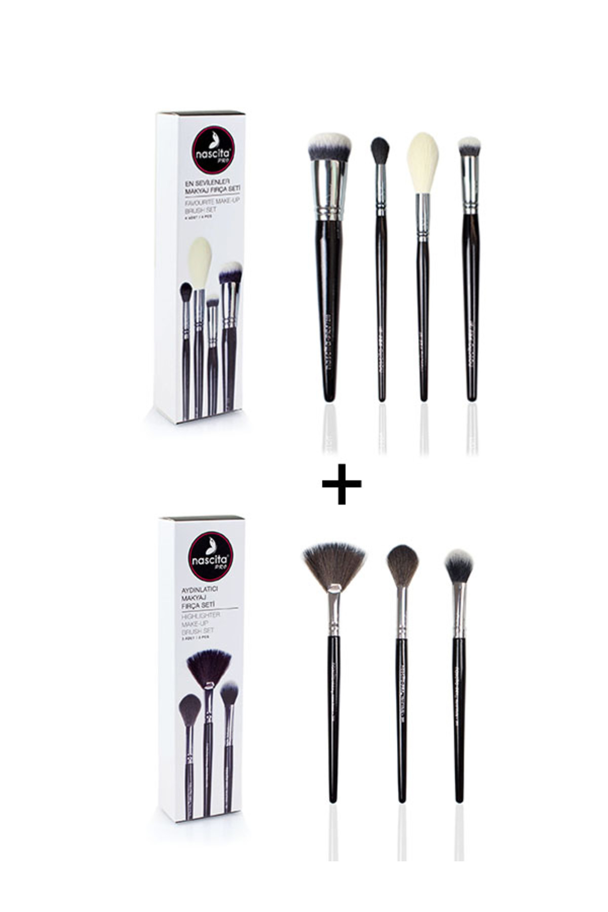 Pro 4 Lü En Sevilenler Makyaj Fırça Seti NASBRUSHSET54 + Aydınlatıcı Makyaj Fırça Seti - 49