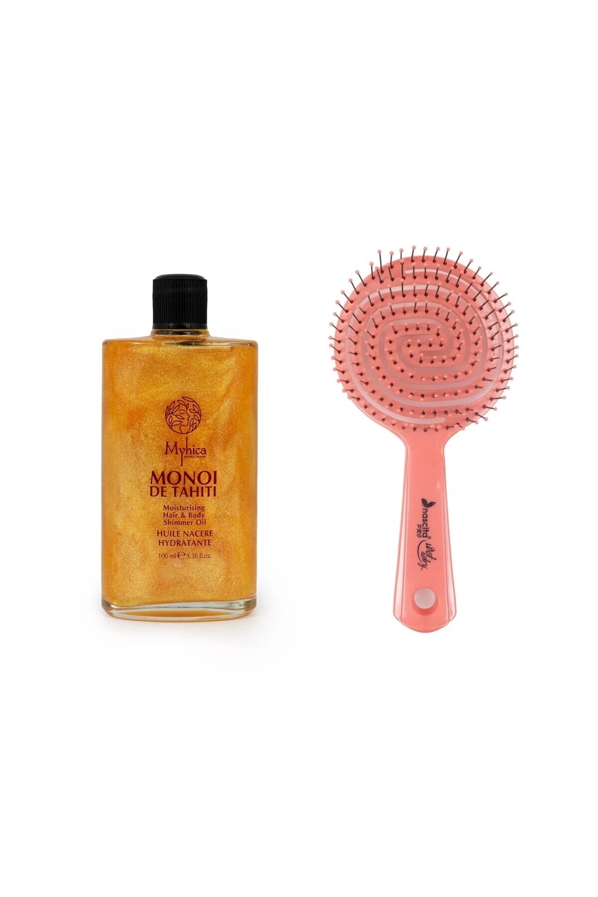 Işıltılı Saç & Vücut Nemlendirici Yağ - 100 ml + Pembe Pro Üç Boyutlu Oval Saç Fırçası 02