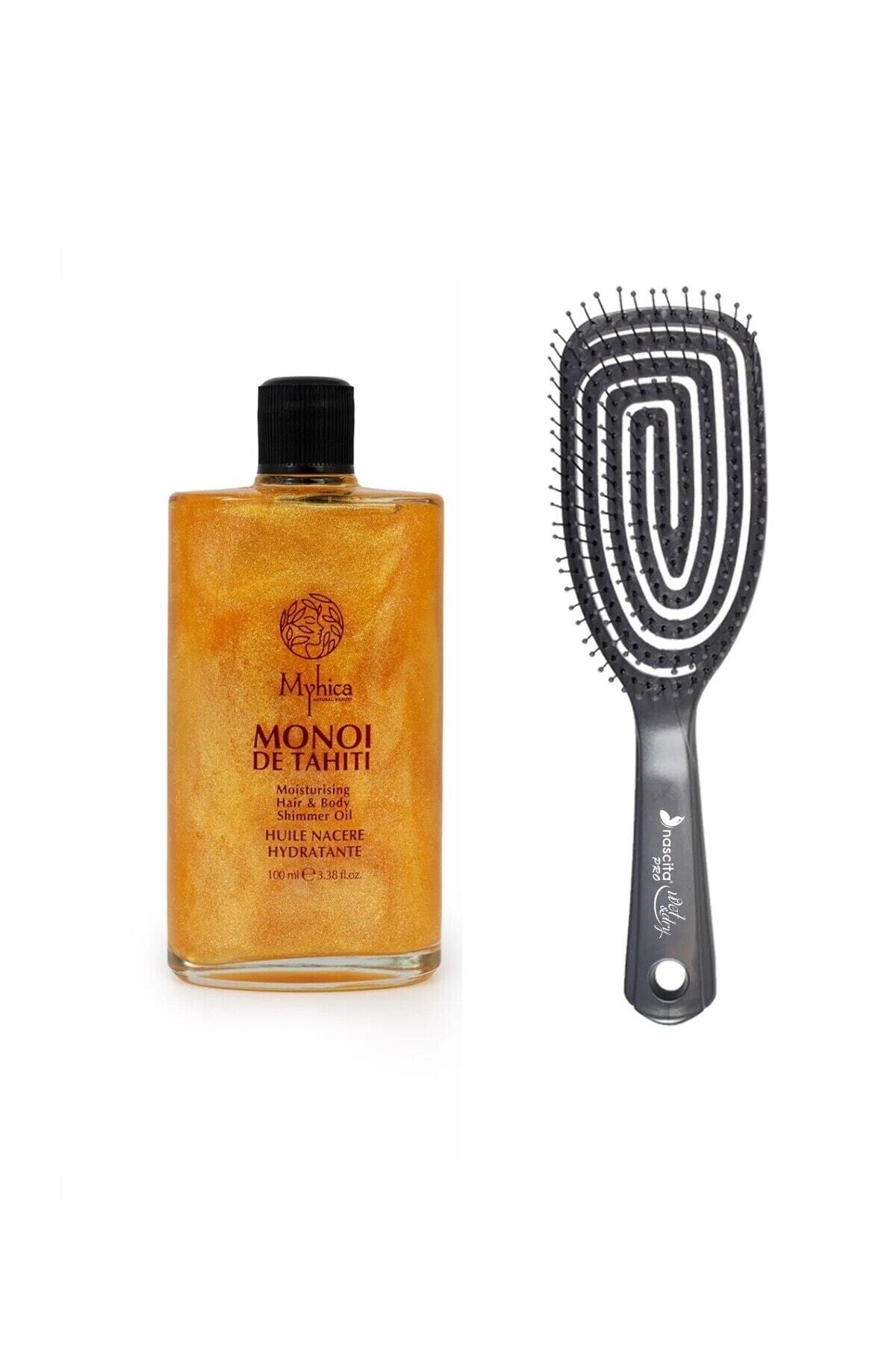 Işıltılı Saç & Vücut Nemlendirici Yağ - 100 ml + Pro Üç Boyutlu Saç Fırçası -01