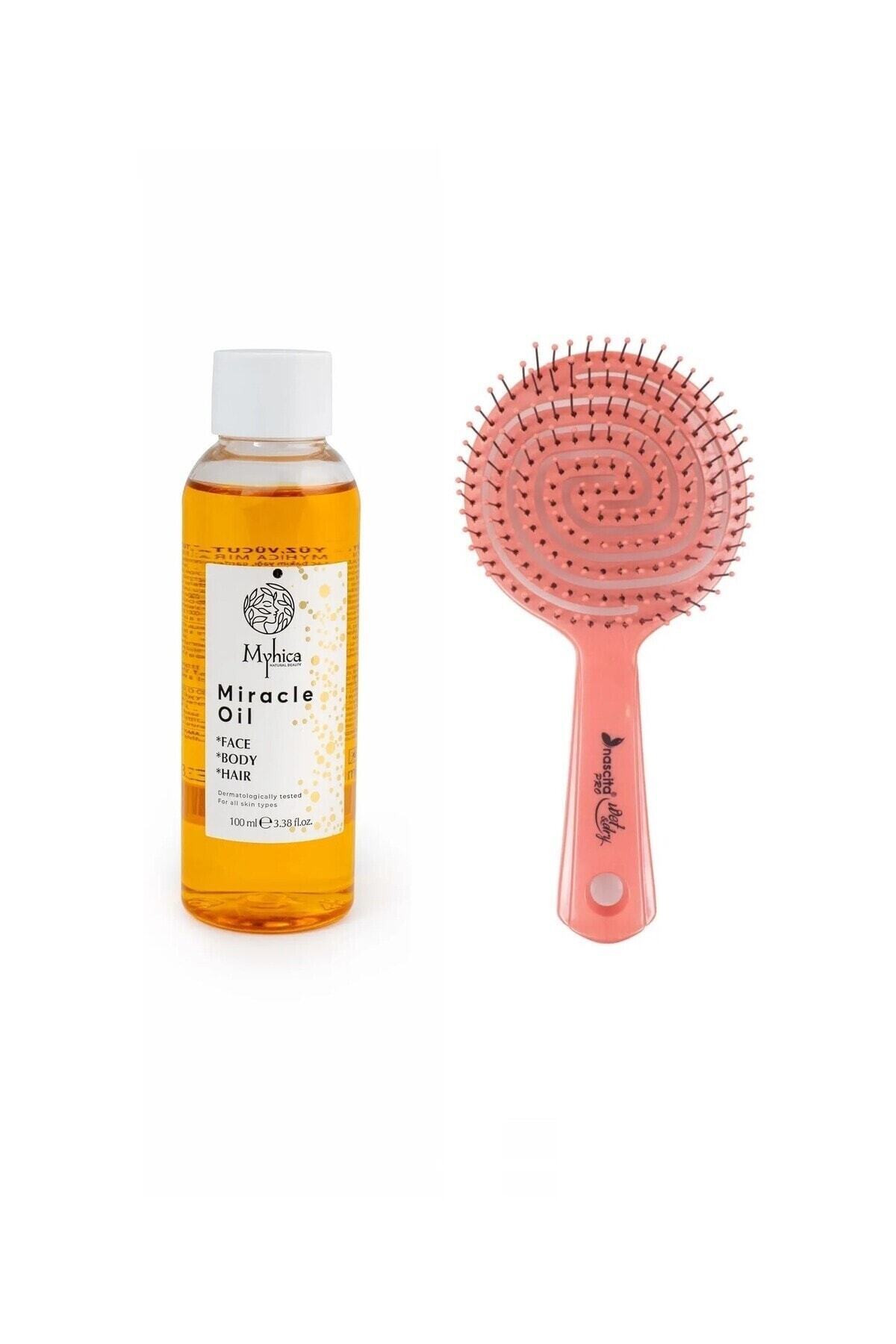 Nemlendirici Yüz, Vücut Ve Saç Bakım Yağı - 100 Ml + Pembe Pro Üç Boyutlu Oval Saç Fırçası 02