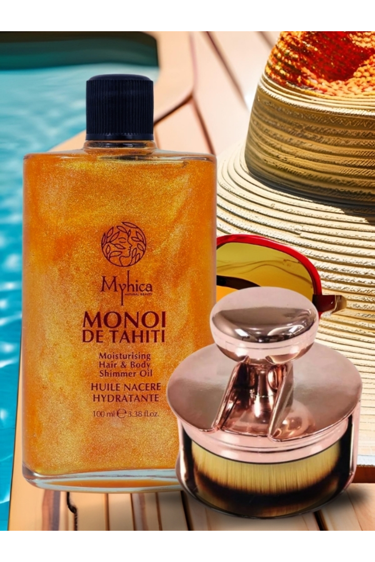 Bronzy Glow Fondöten Fırçası 247 + Işıltılı Saç & Vücut Nemlendirici Yağ - 100 ml