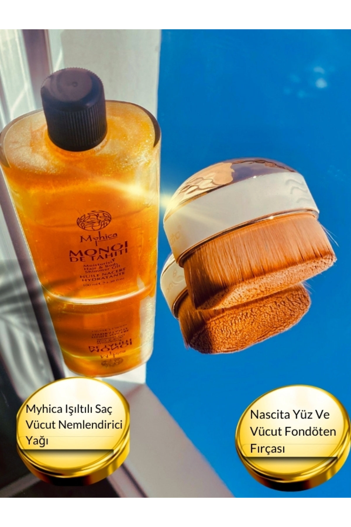 Yüz Ve Vücut Fondöten Fırçası 249 + Işıltılı Saç & Vücut Nemlendirici Yağ - 100 ml
