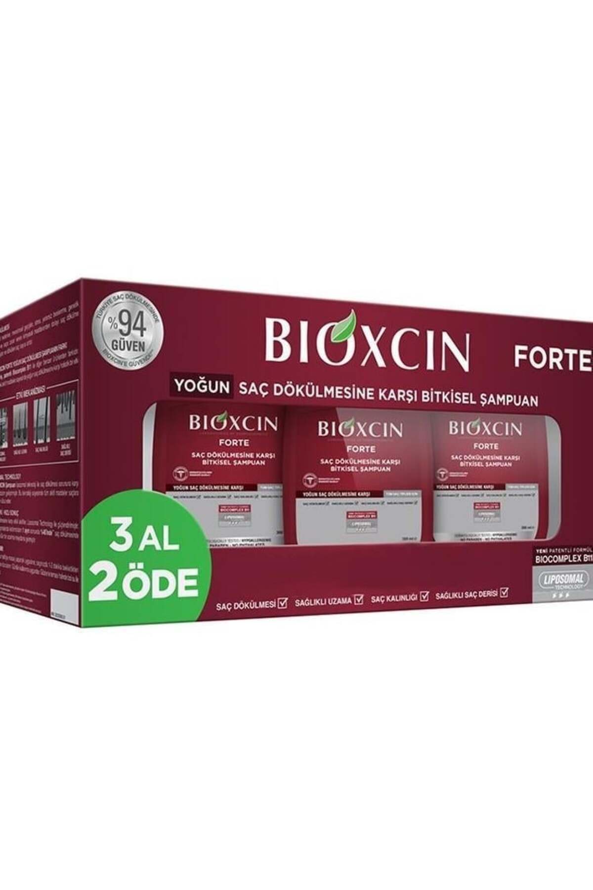Forte Bitkisel Saç Dökülmesine Karşı Şampuan 3x300 ml 3 Al 2 Öde (Tüm Saç Tipleri İçin) e1