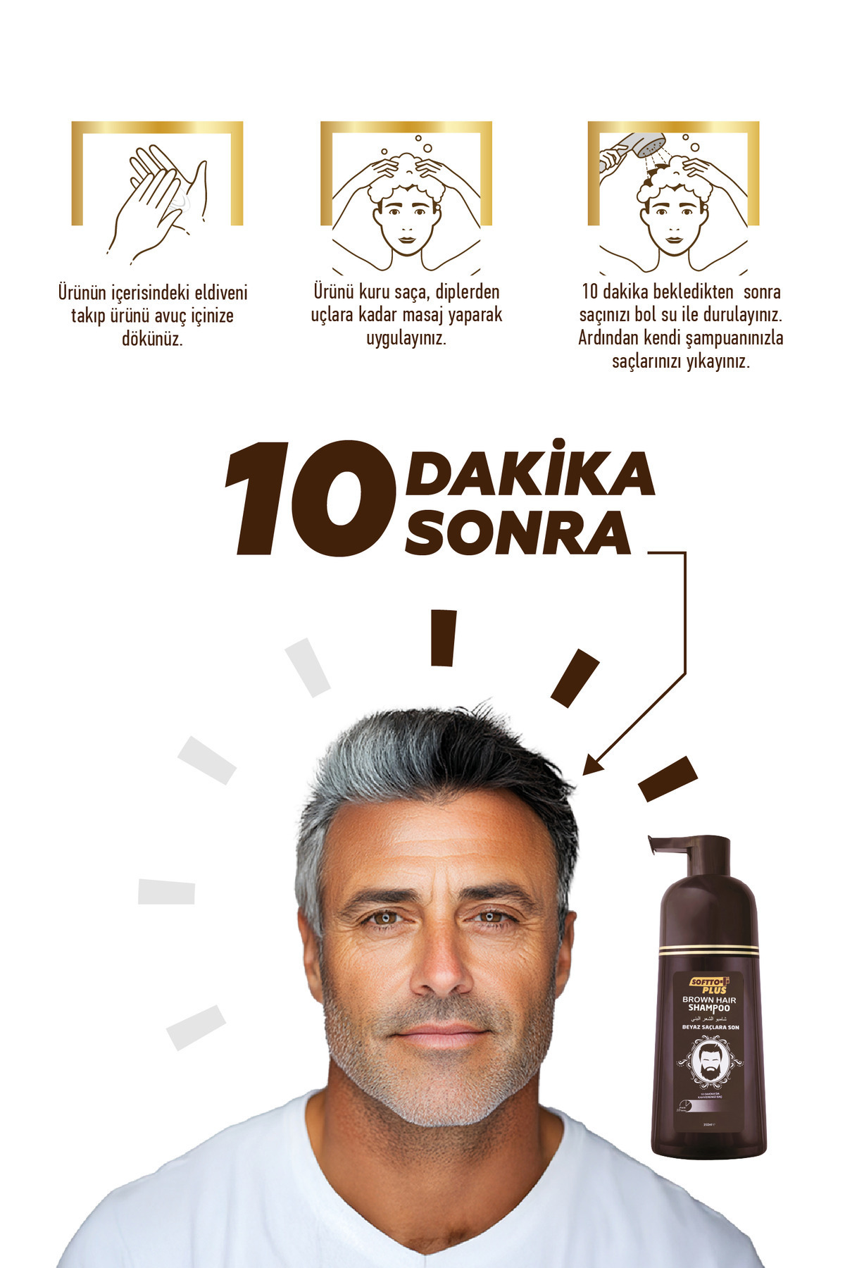 Brown Hair Shampoo Anında Etkili Koyu Kahverengi Boya Şampuan 350 ml