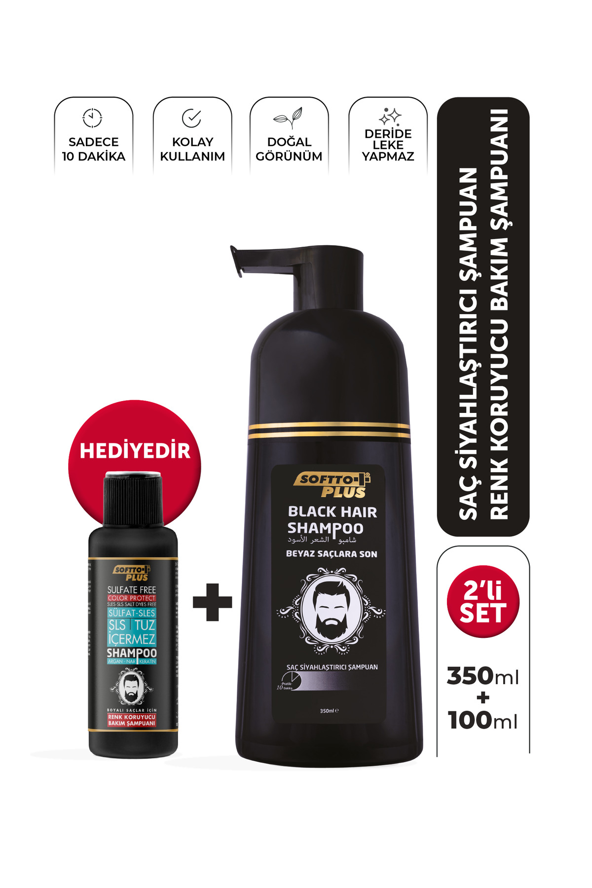 Doğal Görünüm Sağlayan Saç Siyahlaştırıcı Black Hair Şampuan 350 ml
