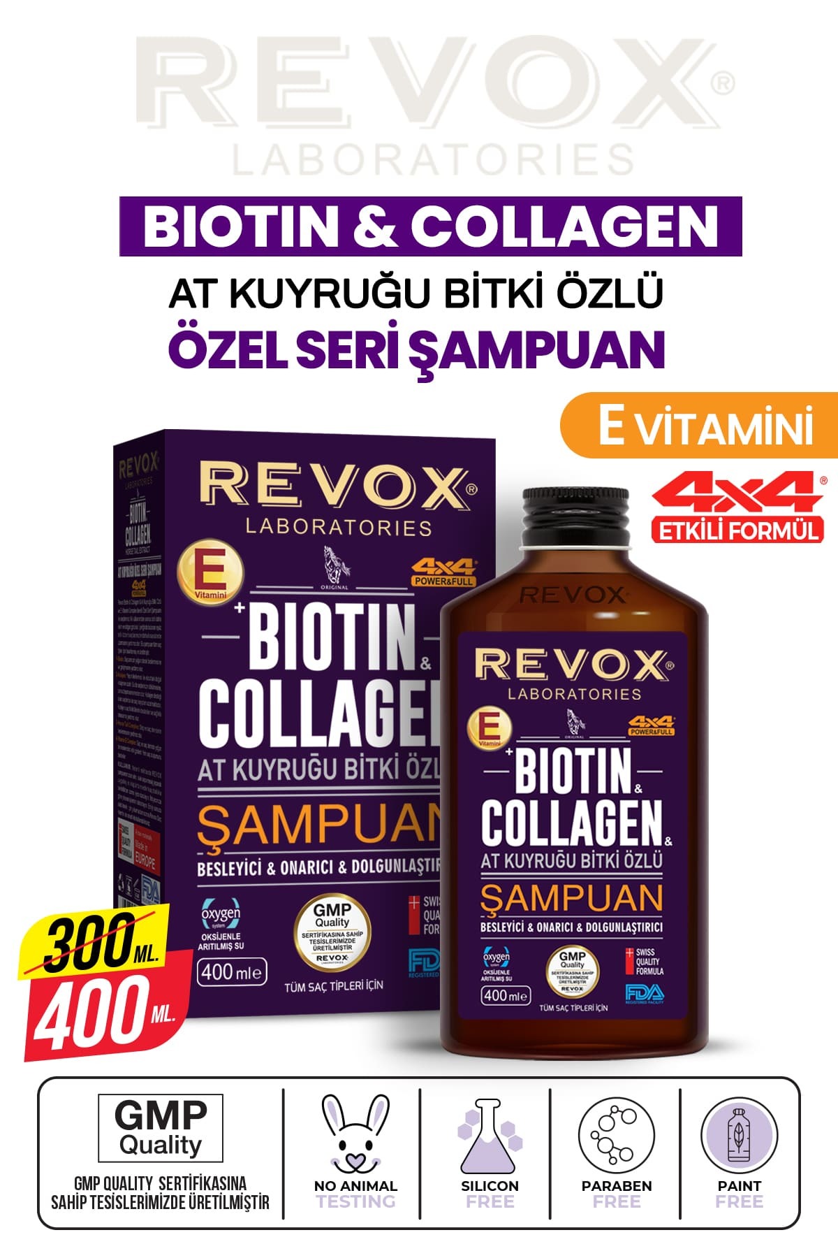 Biotin Collagen At Kuyruğu Bitki Özlü Dökülme Karşıtı, Hızlı Uzama Etkili Dolgunlaştırıcı Şampuan
