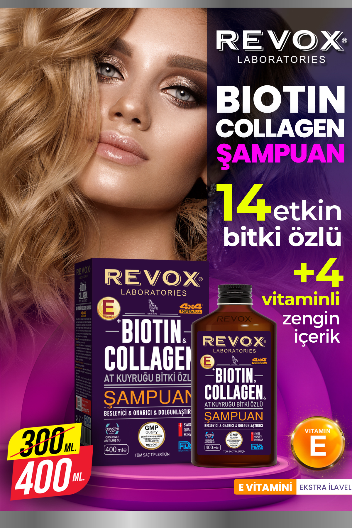 Biotin Collagen At Kuyruğu Bitki Özlü Dökülme Karşıtı, Hızlı Uzama Etkili Dolgunlaştırıcı Şampuan